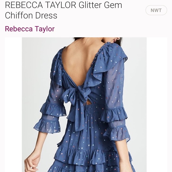 REBECCA TAYLOR Glitter Gem Chiffon Dress size 6 - Picture 2 of 3